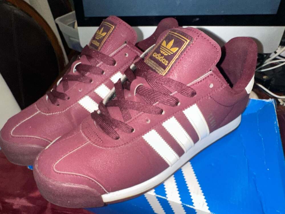 Adidas Samoa Burgundy White Leather Retro Sneakers